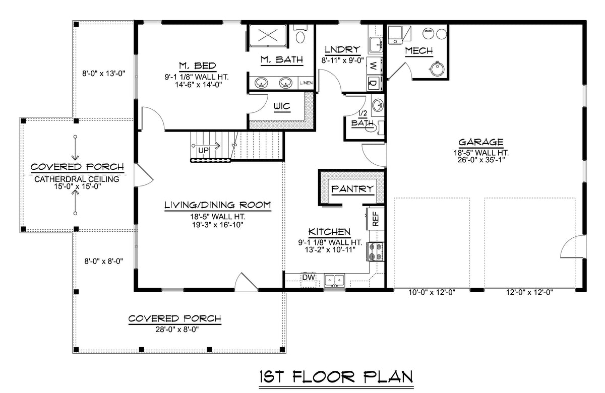 Q7466-A 24490 House First Floor Plan 3 Beds 2.5 Baths