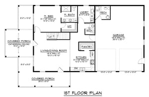 Q7466-A 24490 House First Floor Plan 3 Beds 2.5 Baths