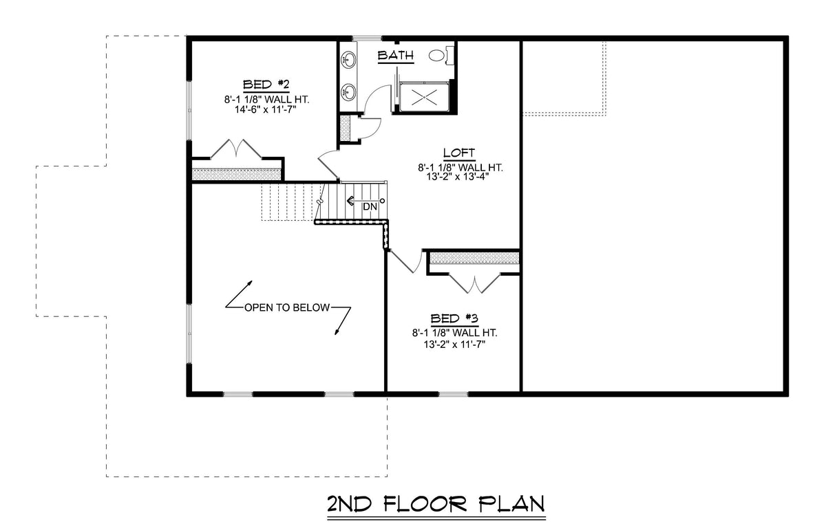 Q7466-A 24490 House Second Floor Plan 3 Beds 2.5 Baths