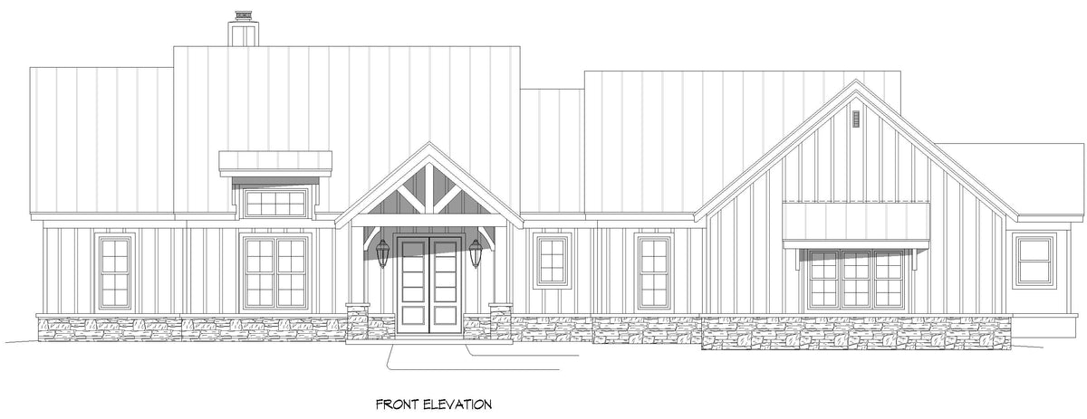 L7873-A Farmhouse House Front Elevation, 3 Bedrooms, 2.5 Bathrooms | Weatherford Farmhouse 