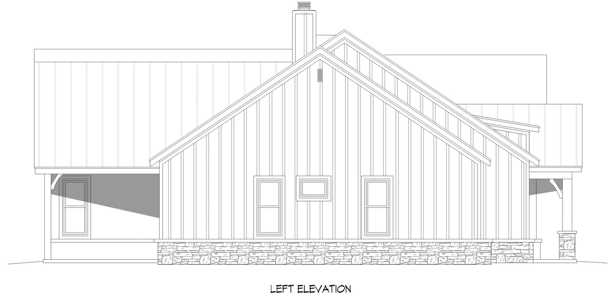 L7873-A Farmhouse House Left Elevation, 3 Bedrooms, 2.5 Bathrooms | Weatherford Farmhouse 