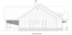 L7873-A Farmhouse House Left Elevation, 3 Bedrooms, 2.5 Bathrooms | Weatherford Farmhouse 