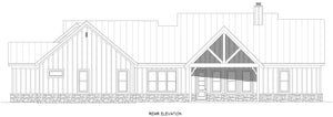 L7873-A Farmhouse House Rear Elevation, 3 Bedrooms, 2.5 Bathrooms | Weatherford Farmhouse 