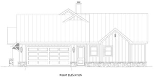 L7873-A Farmhouse House Right Elevation, 3 Bedrooms, 2.5 Bathrooms | Weatherford Farmhouse 