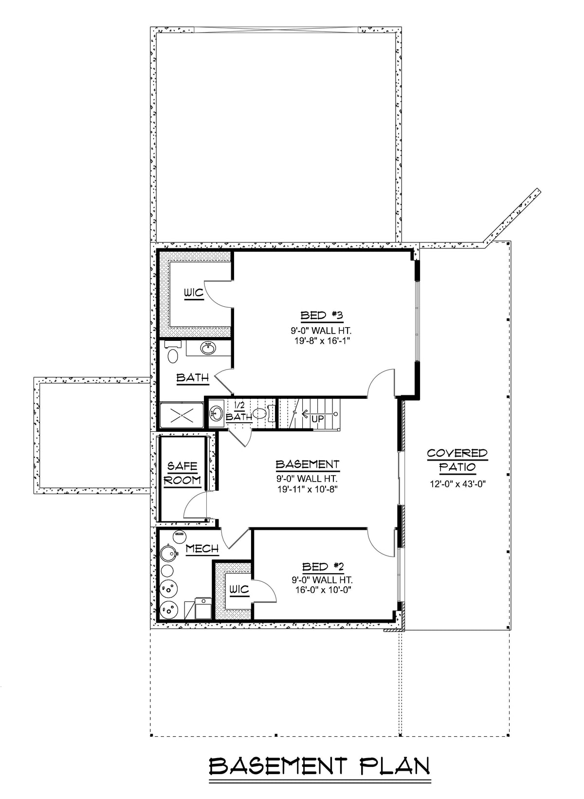 Q7469-A 24505 House Basement Floor Plan 1-3 Beds 1-2.5 Baths