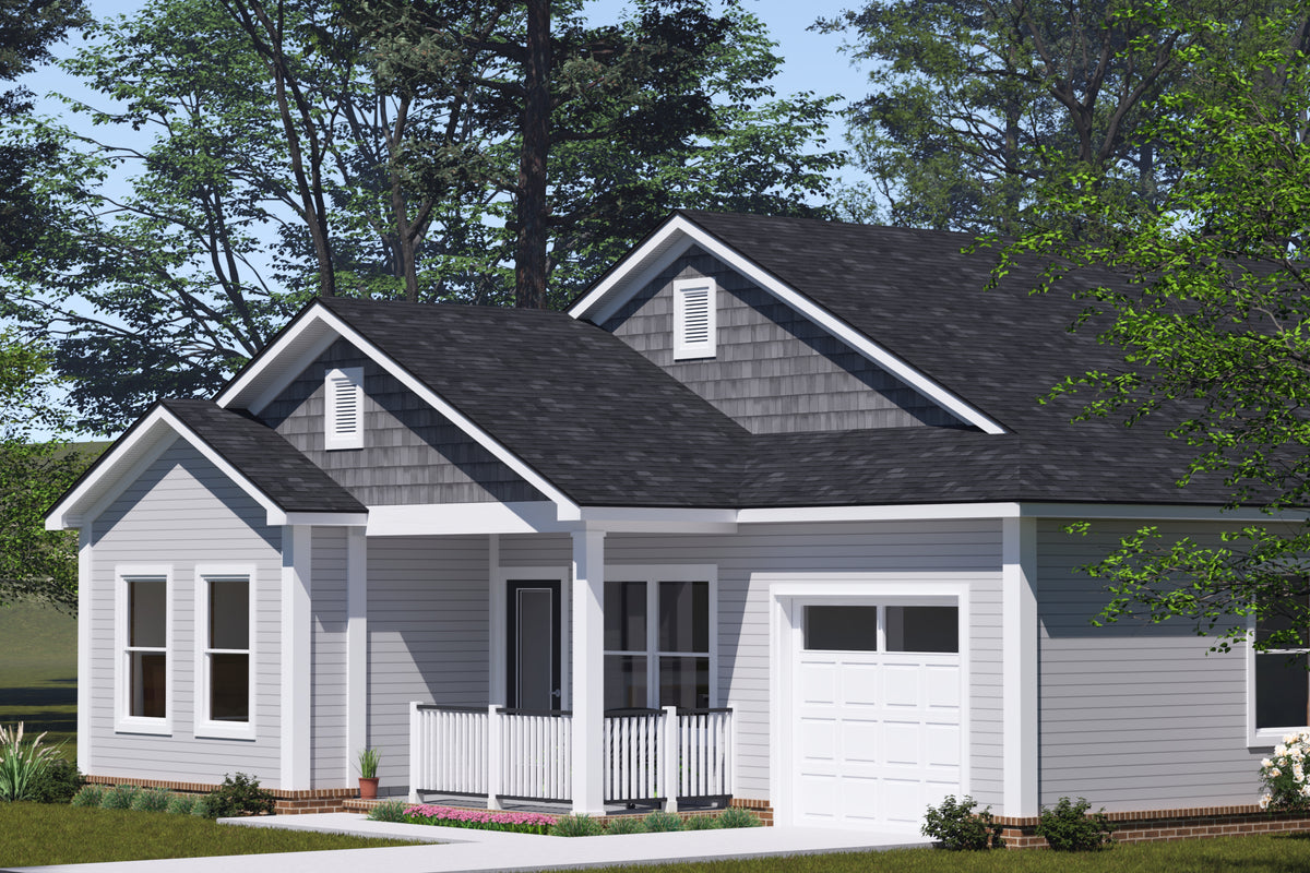 Charming One-Story Home with Office, Island Kitchen, and Porch