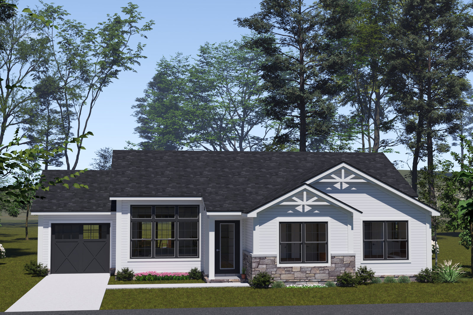 J7198-E House Plan Traditional Home with Garage