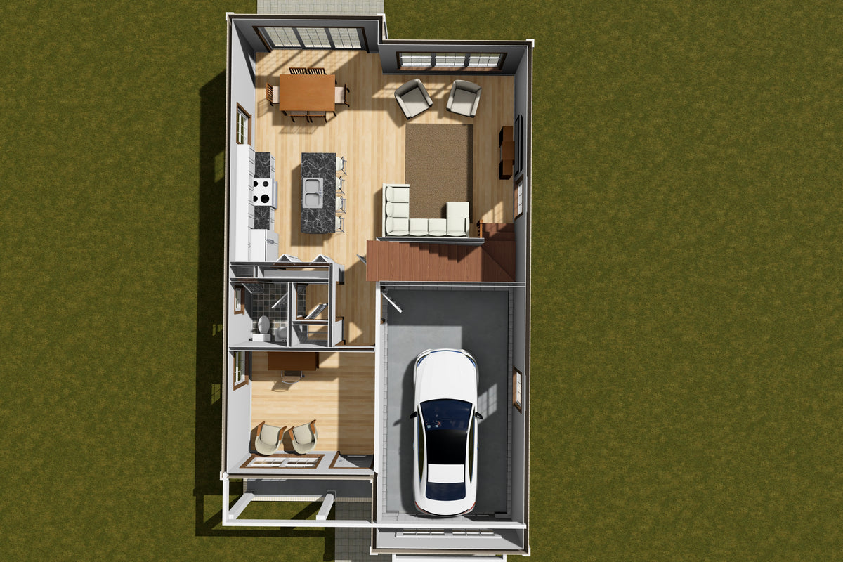 7199-E Briarstone 3D First Floor House Plan 3 Bed 2.5 Baths