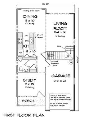 7199-E First Floor Plan 3 Bed 2.5 Baths