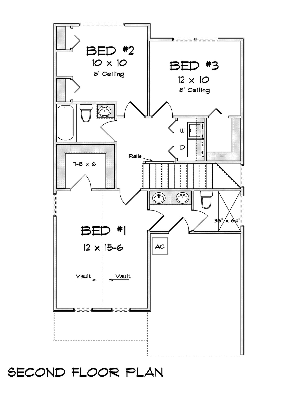 7199-E Second Floor Plan 3 Bed 2.5 Baths