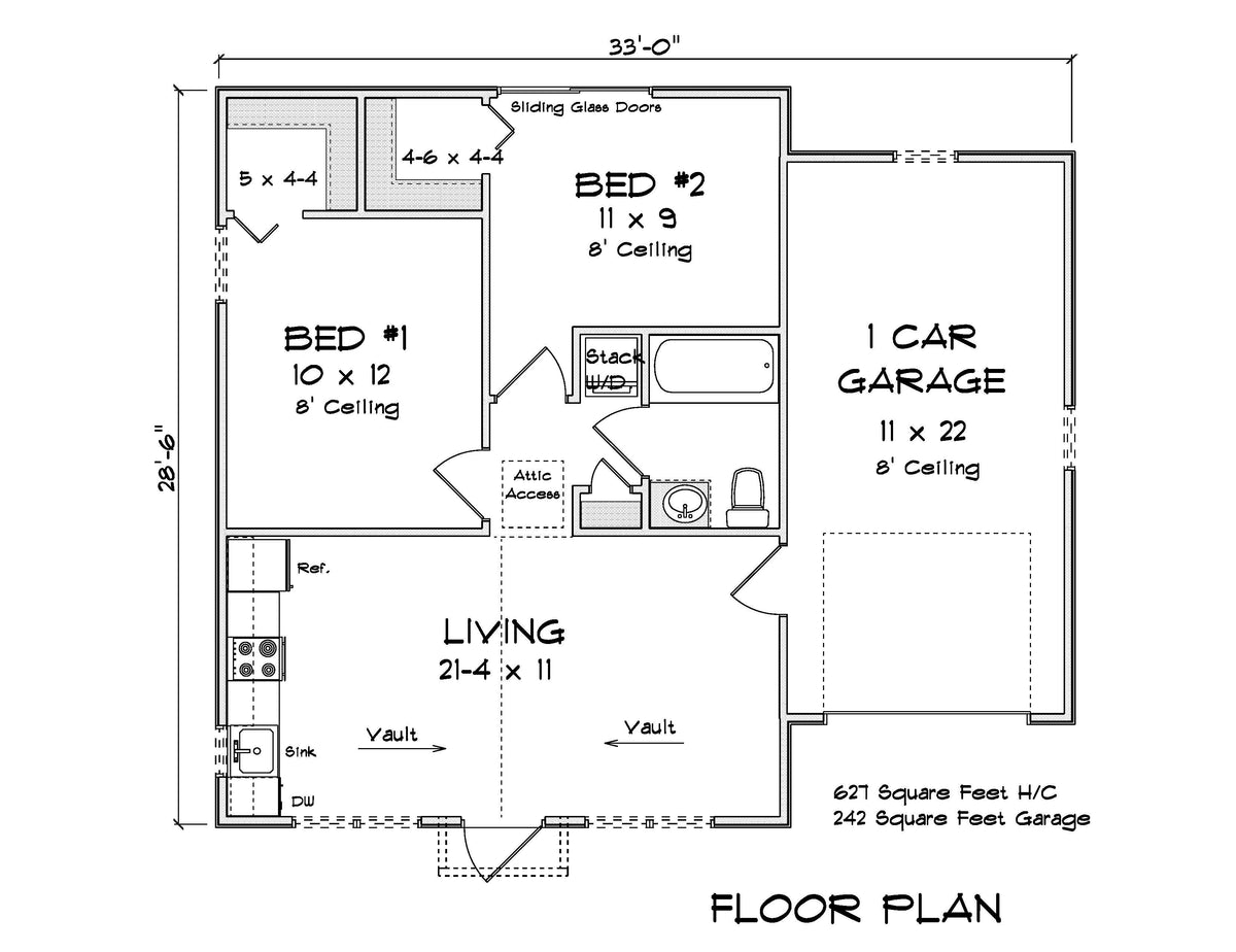 J7200-E First Floor Plan 2 Bed 1 Bath