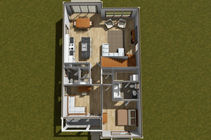 J7209-E House Plan 3D First Floor 