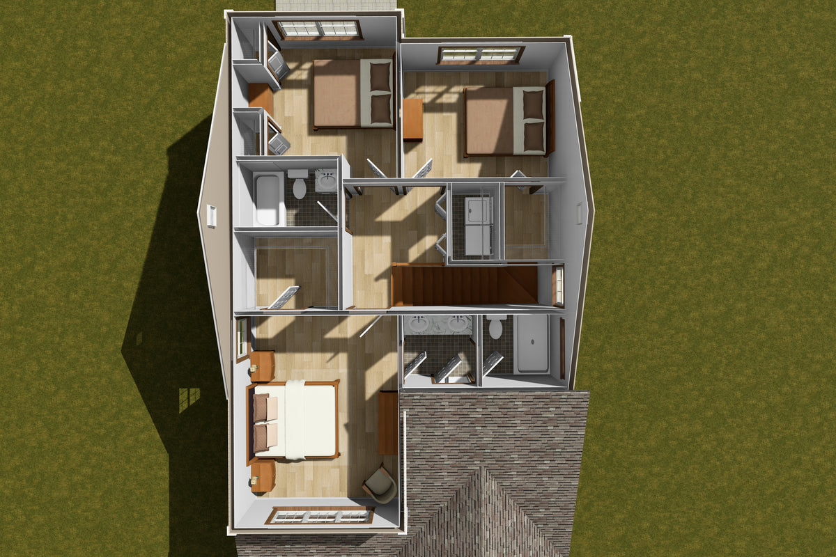 J7209-E House Plan 3D Second Floor