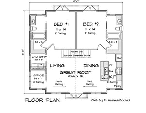 J7217-E House First Floor Plan 2 Bed 2 Bath