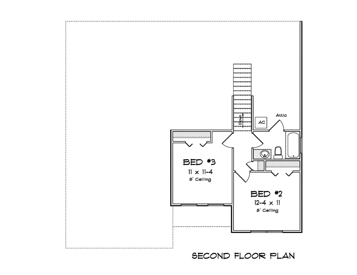 J7226-E House Second Floor Plan 3 Bed 2 Bath