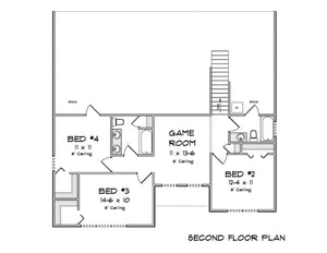 J7228-E House Second Floor Plan 4 Bed 3.5 Bath