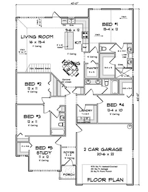 J7231-E First Floor House Plan 5 Bed 3 Bath