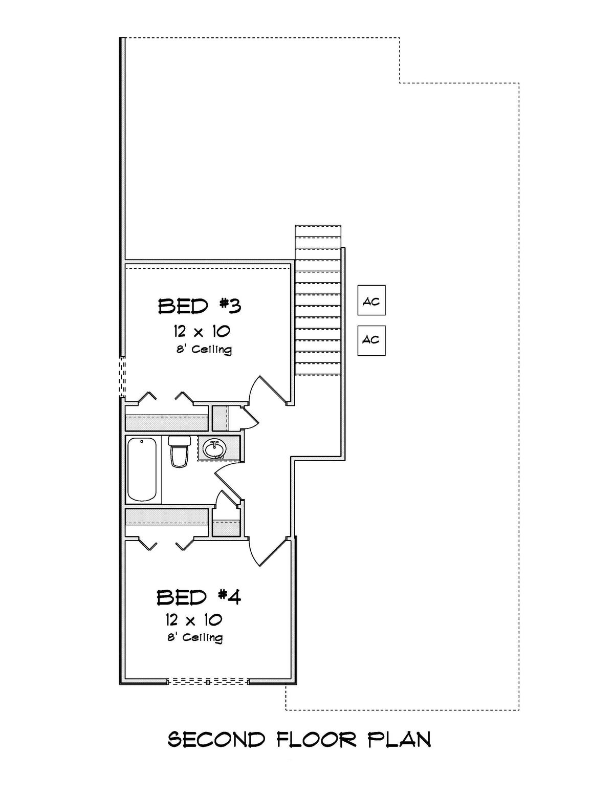 J7246-E House Second Floor Plan 4 Bed 3 Bath