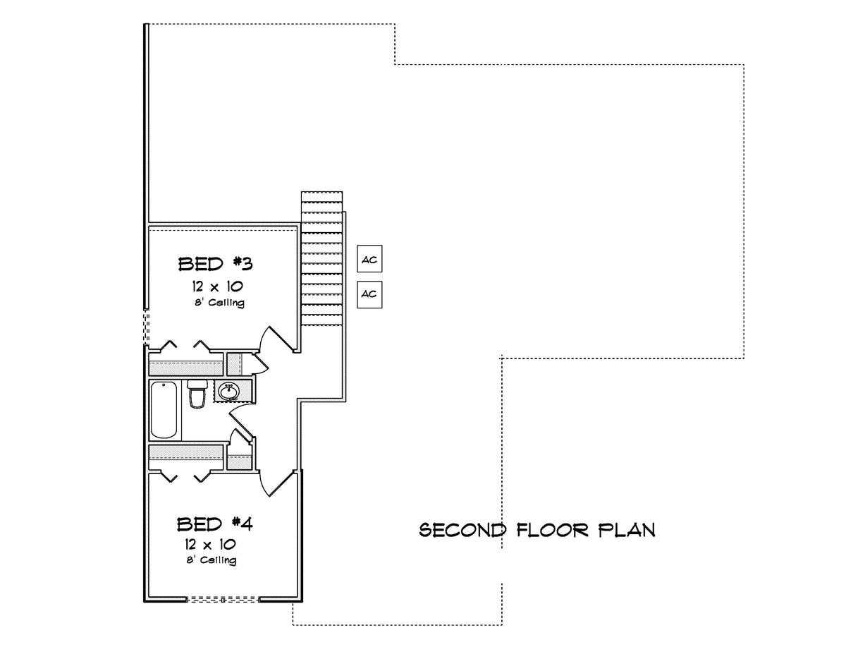 J7247-E House Second Floor Plan 4 Bed 3 Bath