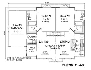 J7248-E  Lakeview House First Floor Plan 2 Bed 2 Bath