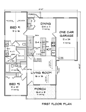 J7250-E Ironwood House First Floor Plan 4 Bed 3 Bath