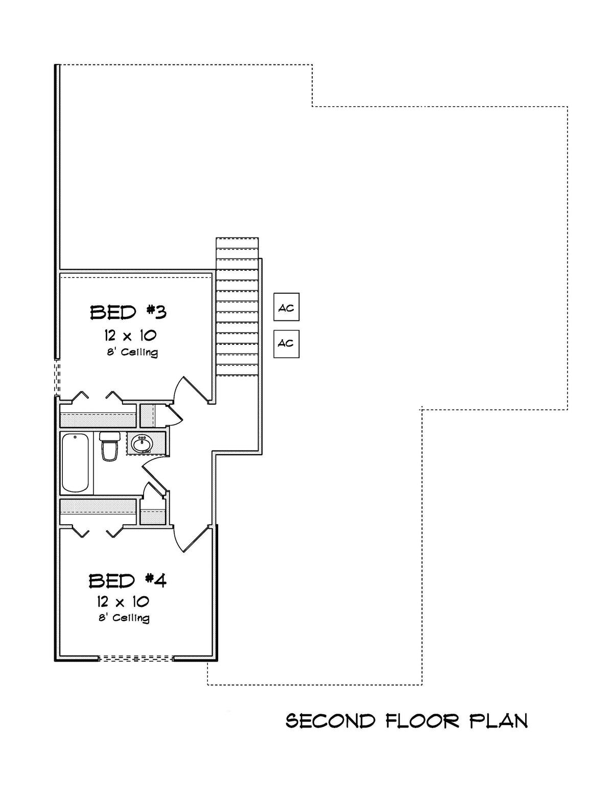 J7250-E Ironwood House Second Floor Plan 4 Bed 3 Bath