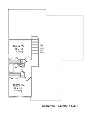 J7250-E Ironwood House Second Floor Plan 4 Bed 3 Bath