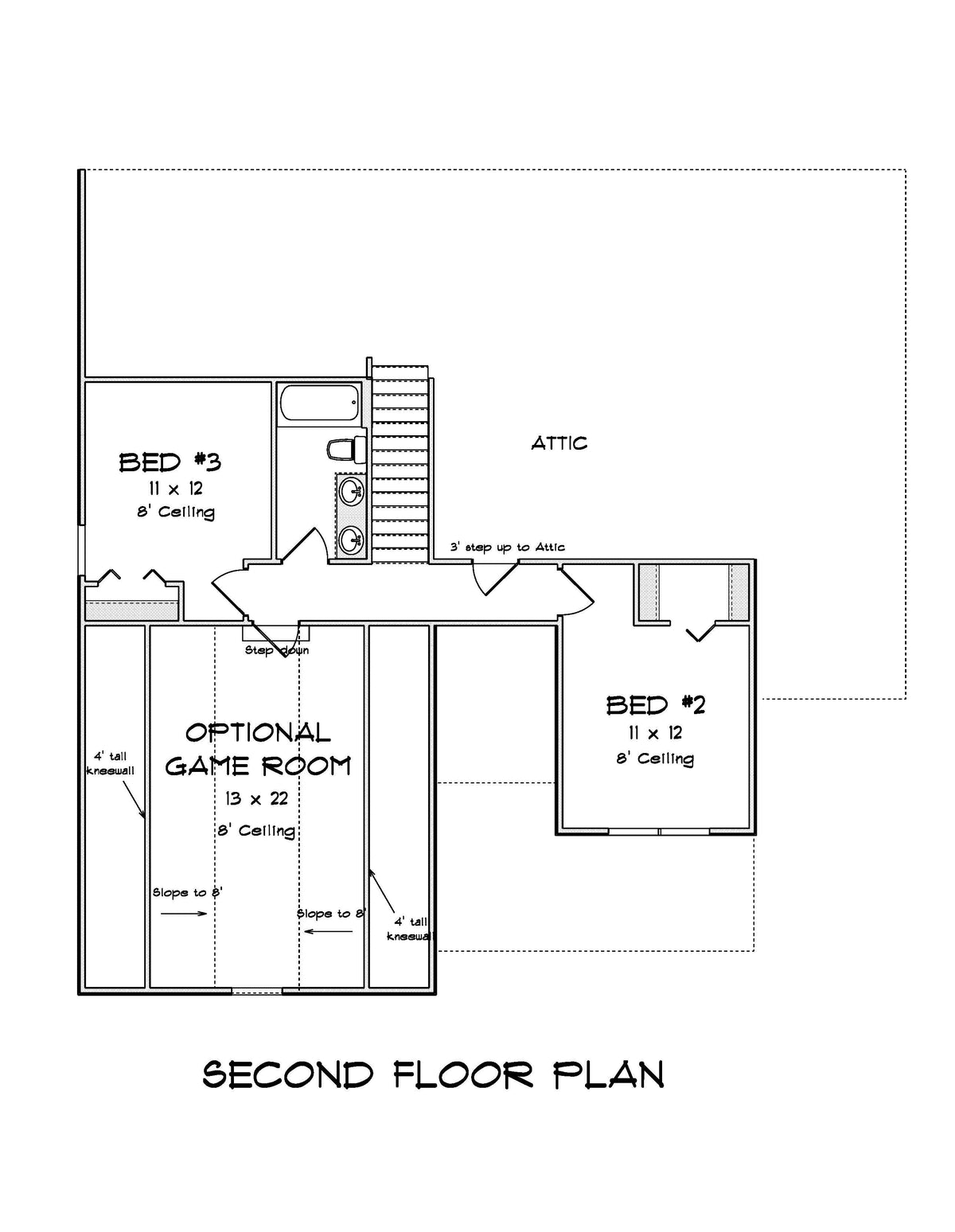 J7253-E Orchard Park House Second Floor Plan 3 Bed and 2.5 Bath