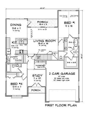 J7258-E Lakecrest House First Floor Plan 4 Bed 3 Bath