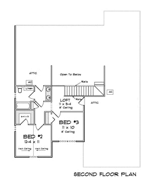 J7258-E Lakecrest House Second Floor Plan 4 Bed 3 Bath