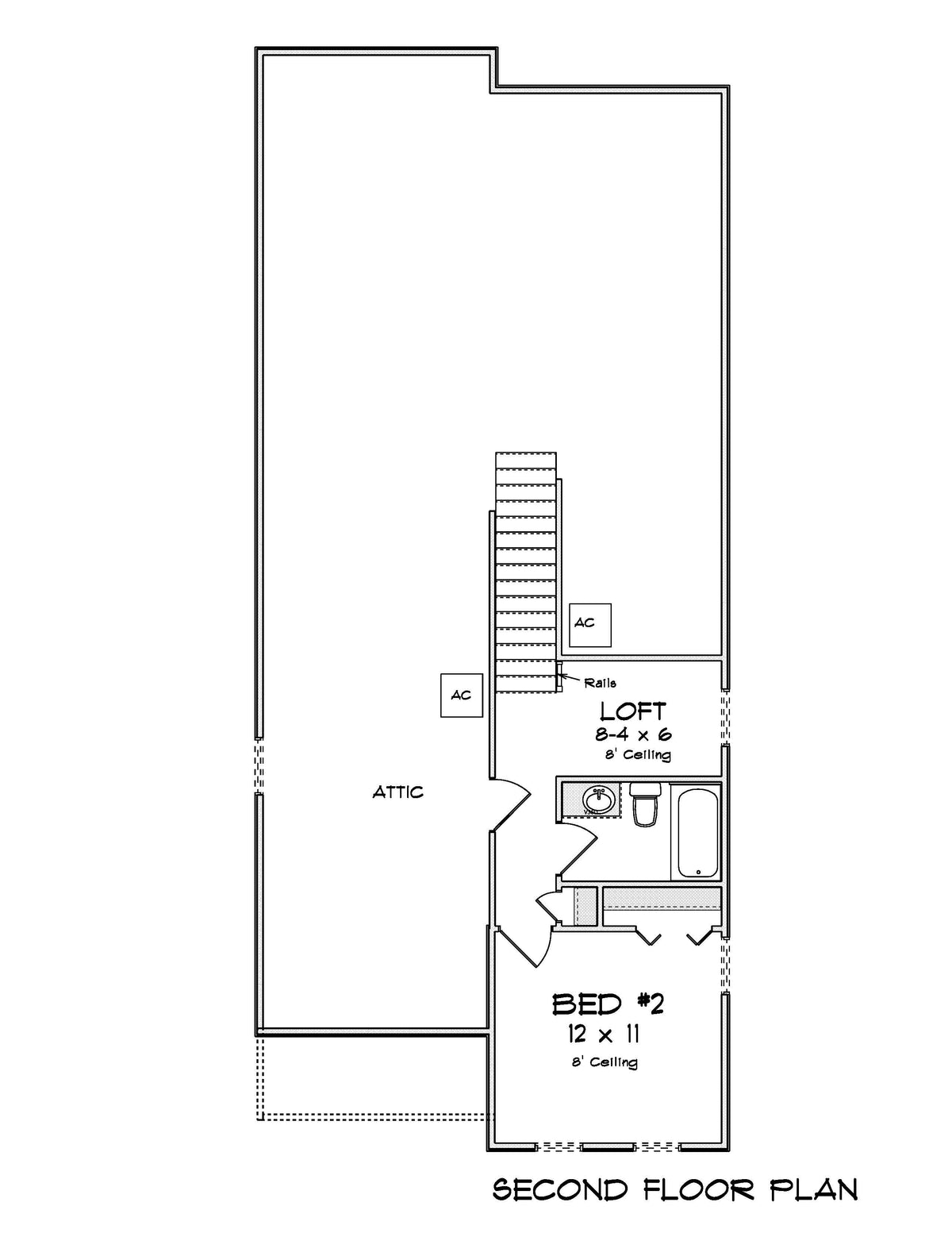 J7262-E Stonecrest House Second Floor Plan 2 Beds 2.5 Baths