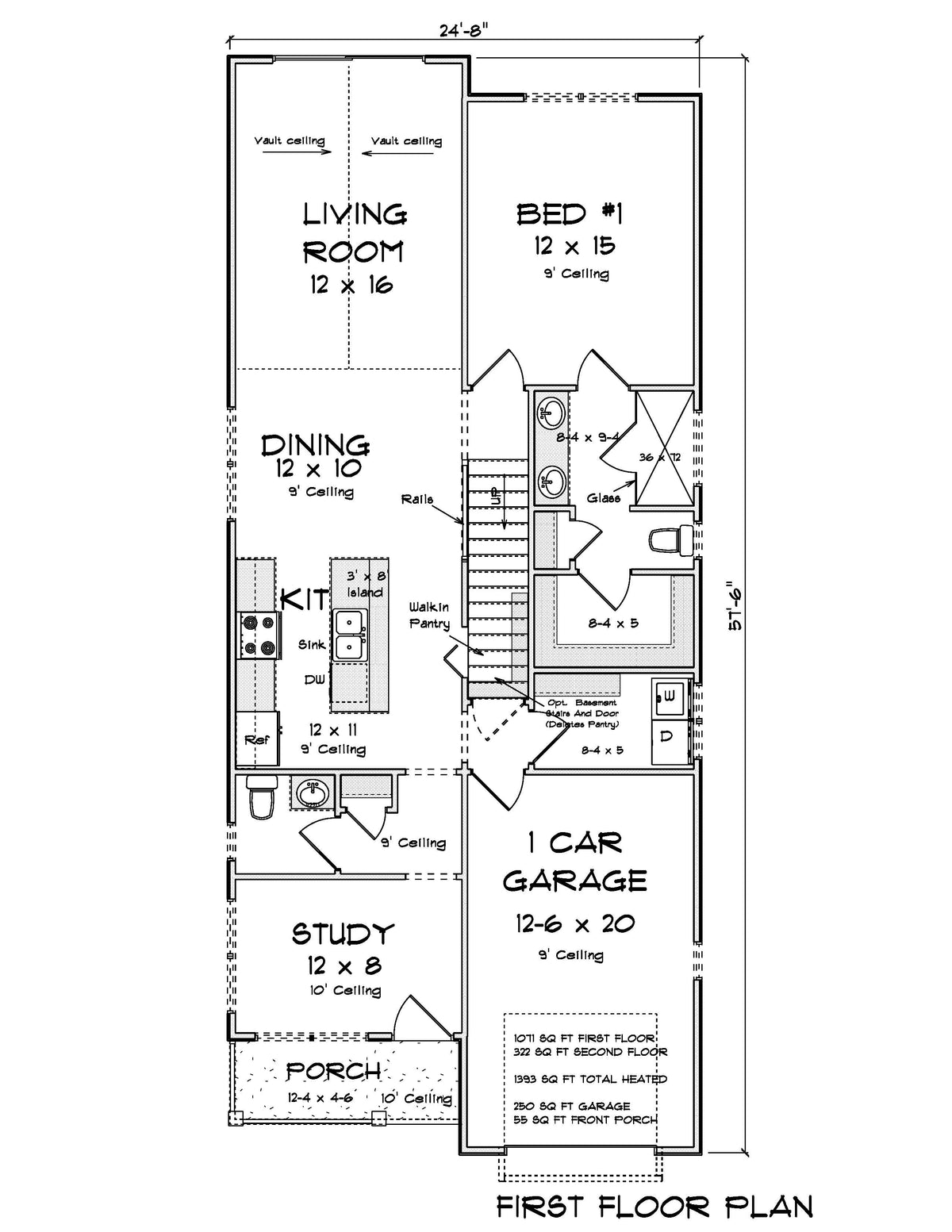 J7262-E Stonecrest House First Floor Plan  2 Beds 2.5 Baths