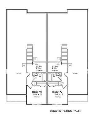 J7401-E 24593 House Second Floor Plan 2 Beds 2.5 Baths