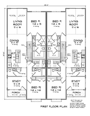 J7402-E 24594 House First Floor Plan 3 Beds 3.5 Baths