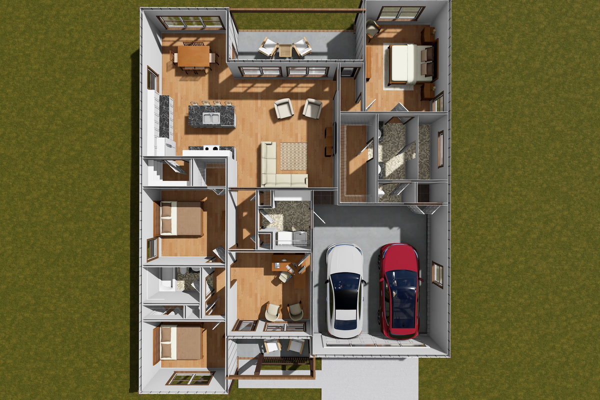 J7403-E 24595 House 3D First 
Floor 3 Beds 2 Baths