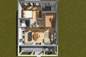 J7404-E 24596 House 3D First Floor 2 Beds 2 Baths