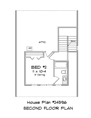 J7404-E 24596 House Second Floor Plan 2 Beds 2 Baths