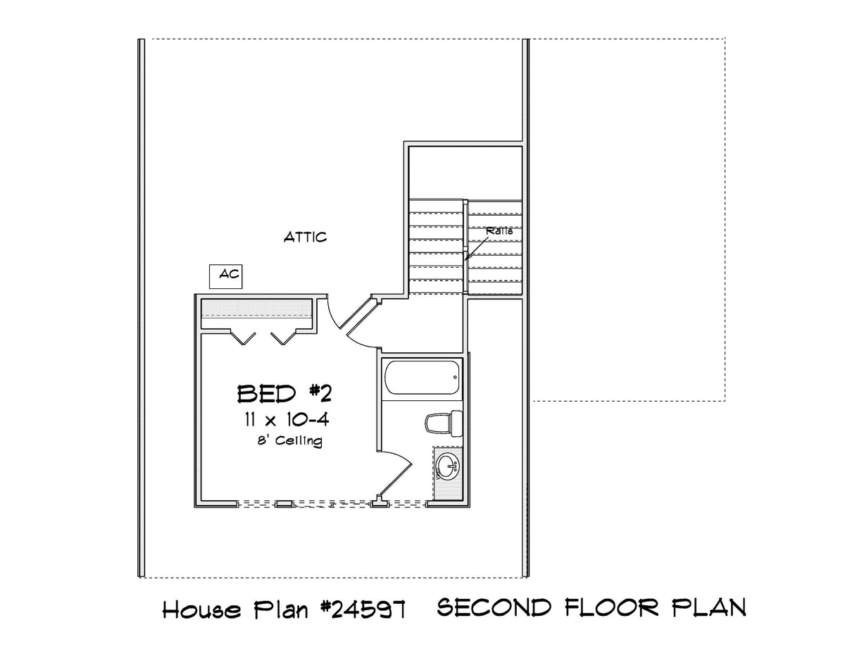J7405-E 24597 House Second Floor Plan 2 Beds 2 Baths