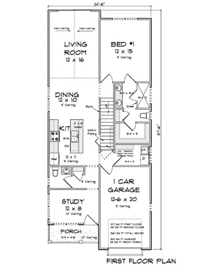 J7406-E 24598 House First Floor Plan 3 Beds 2.5 Baths