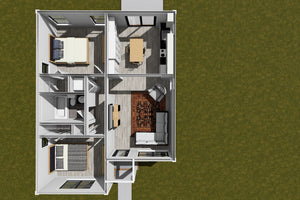 J7408-E 24600 House 3D First Floor 2 Beds 1 Bath