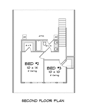 J7423-E24603 House Second Floor Plan 3 Beds 2.5 Baths
