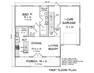 J7424-E 24604 House First Floor Plan 3 Beds 2.5 Baths