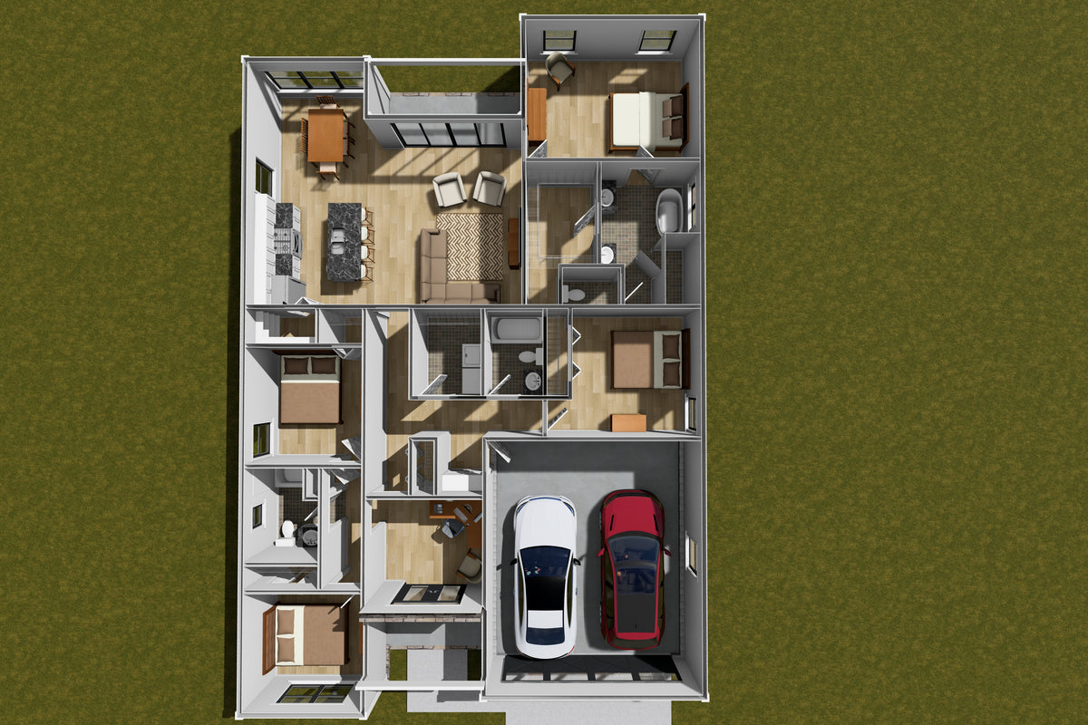 J7426-E 24606 House 3D First Floor 4 Beds 3 Baths