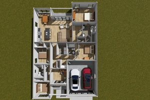 J7426-E 24606 House 3D First Floor 4 Beds 3 Baths