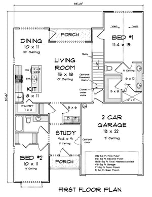J7428-E 24608 House First Floor Plan 4 Beds 3 Baths