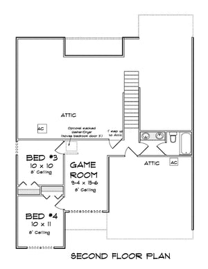 J7428-E 24608 House Second Floor Plan 4 Beds 3 Baths