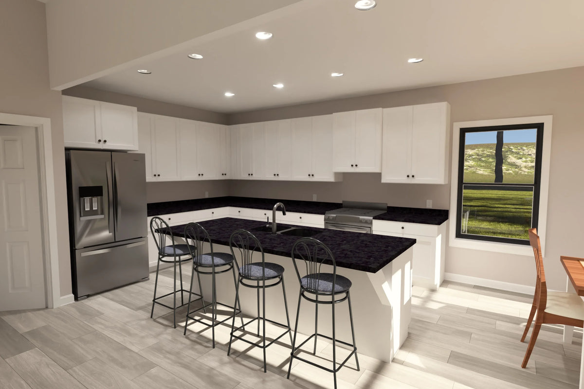 J7541-E Cottage House Kitchen, 4 Bedrooms, 3.5 Bathrooms | Plan 24611