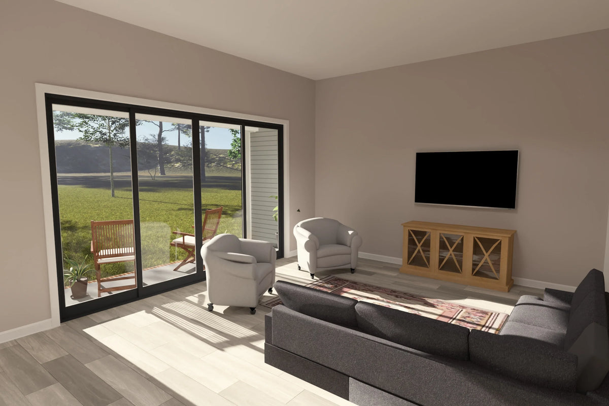 J7541-E Cottage House Living Room, 4 Bedrooms, 3.5 Bathrooms | Plan 24611