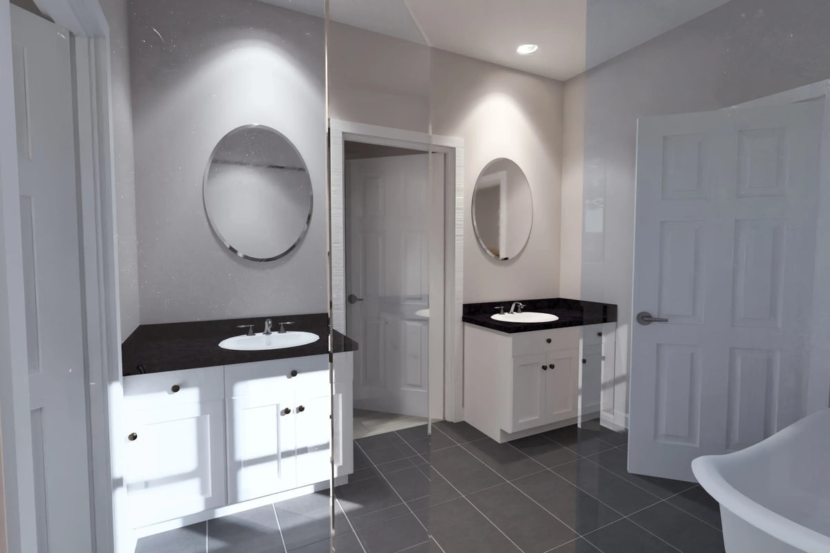 J7541-E Cottage House Master Bathroom, 4 Bedrooms, 3.5 Bathrooms | Plan 24611