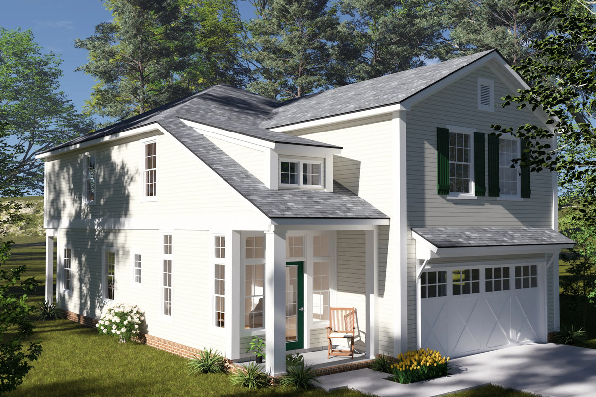 J7556-E Cottage House, 4 Bedrooms, 2.5 Bathrooms | Plan 24613 Exterior-3